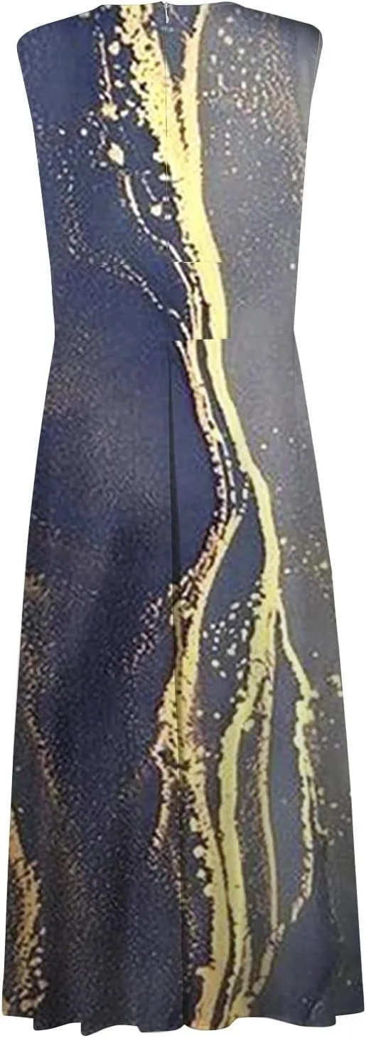 Maxi Dresses for Women 2025 Casual Trendy Summer Dress V Neck Sleeveless Formal Sundresses A Line Flowy Sundress