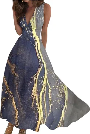 Maxi Dresses for Women 2025 Casual Trendy Summer Dress V Neck Sleeveless Formal Sundresses A Line Flowy Sundress
