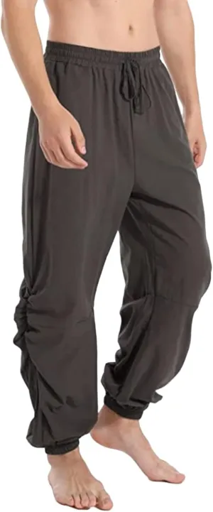 Mens Casual Linen Pants Casual Elastic Waist Drawstring Yoga Jogger Pants