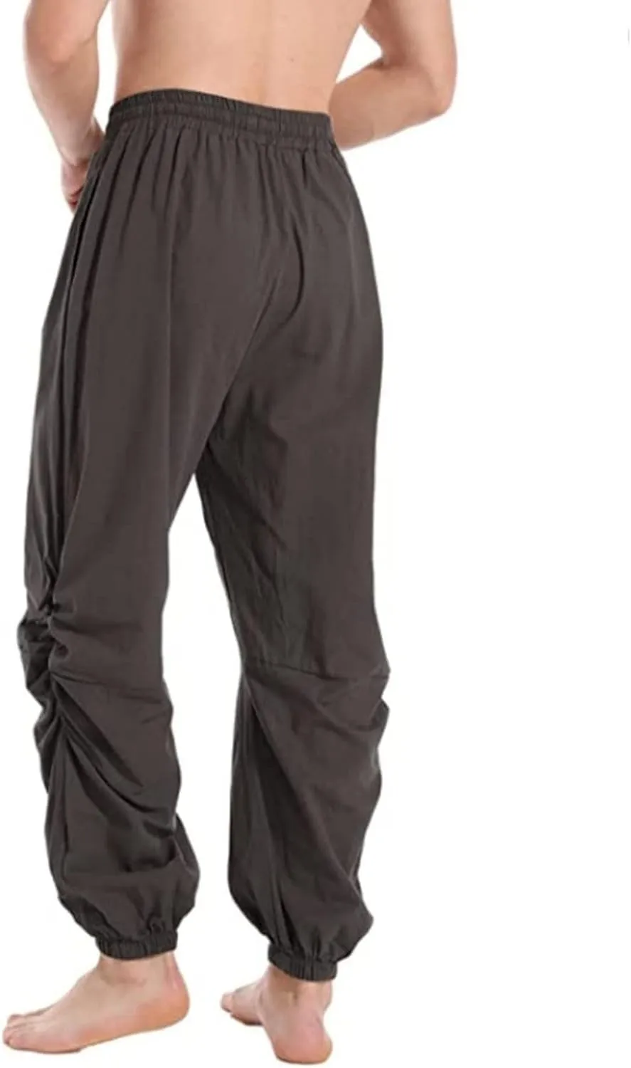 Mens Casual Linen Pants Casual Elastic Waist Drawstring Yoga Jogger Pants