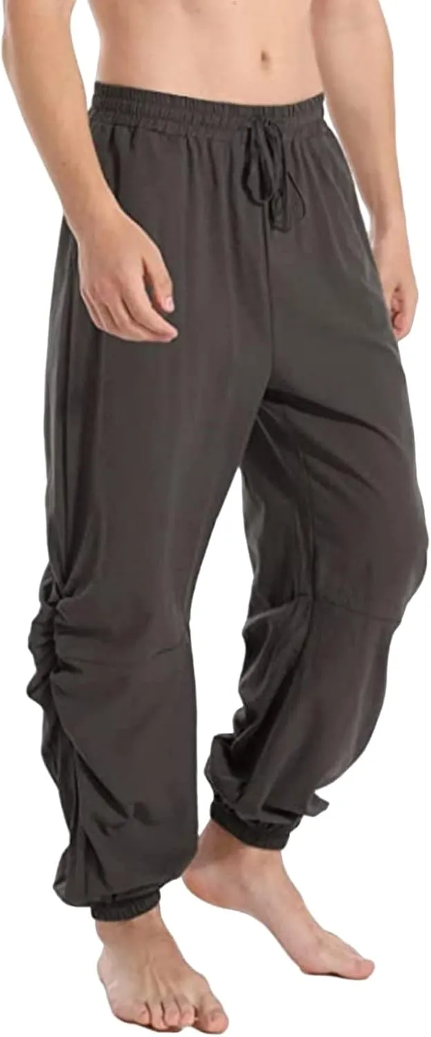 Mens Casual Linen Pants Casual Elastic Waist Drawstring Yoga Jogger Pants