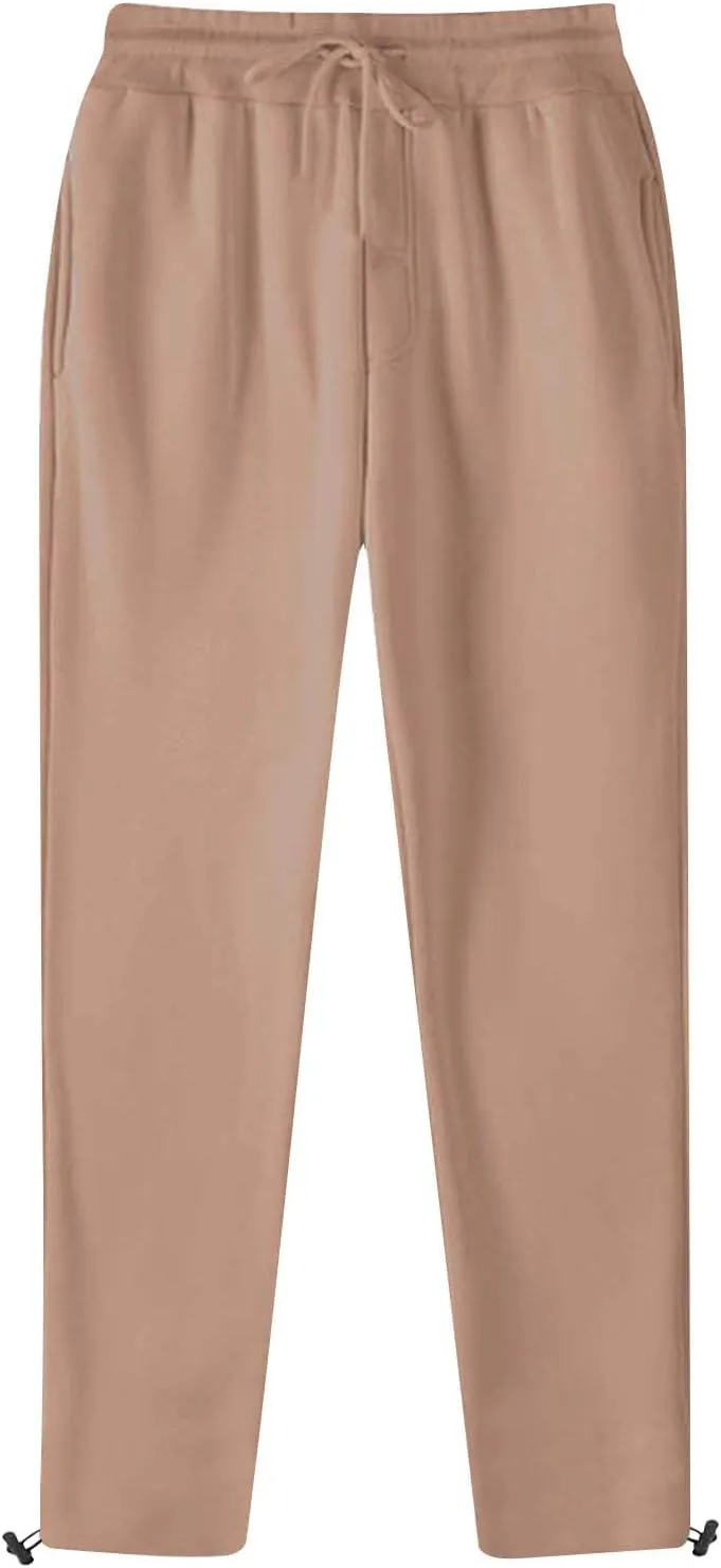 Men's Straight Leg Pants Adjustable Hem Elastic Lightweight Relaxed Drawstring Daily Street Travel Comfy Casual Lounge