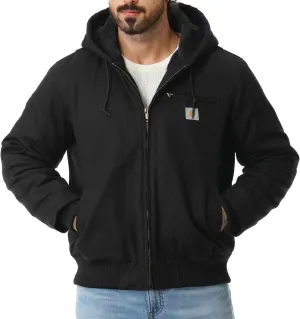 Men's Work Coat Washed Duck Fleece Lined Waterproof Workwear Fit Relaxed Winter Hooded Active Jacket