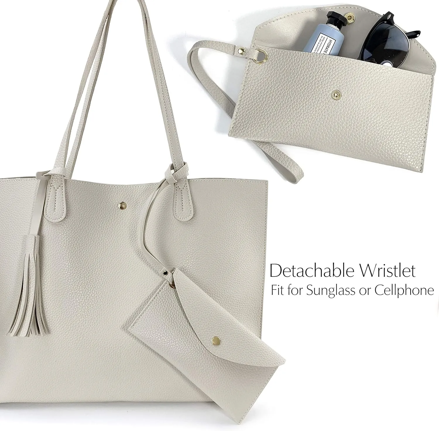 Minimalist Clean Cut Pebbled Faux Leather Tote Womens Shoulder Handbag