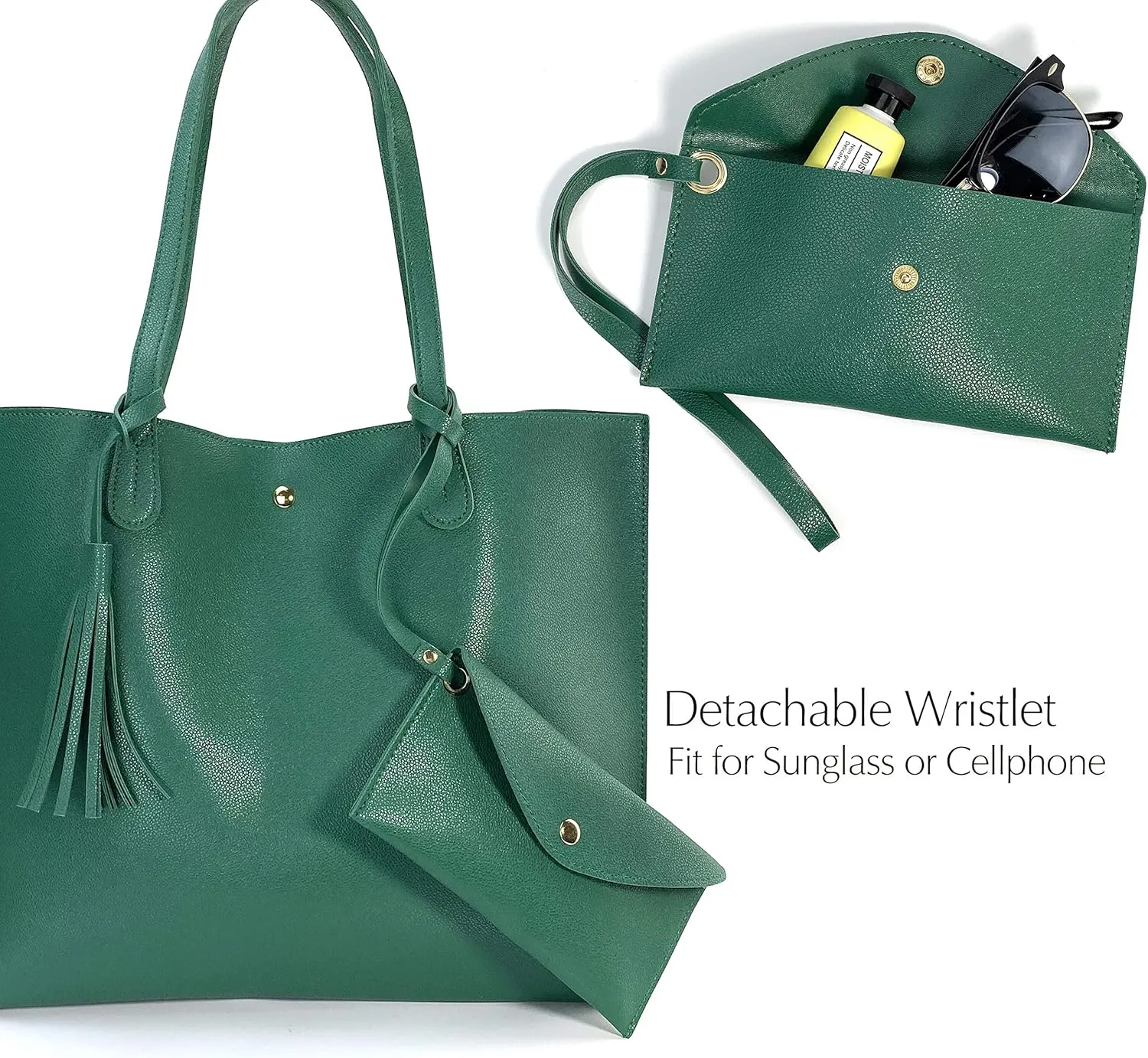 Minimalist Clean Cut Pebbled Faux Leather Tote Womens Shoulder Handbag