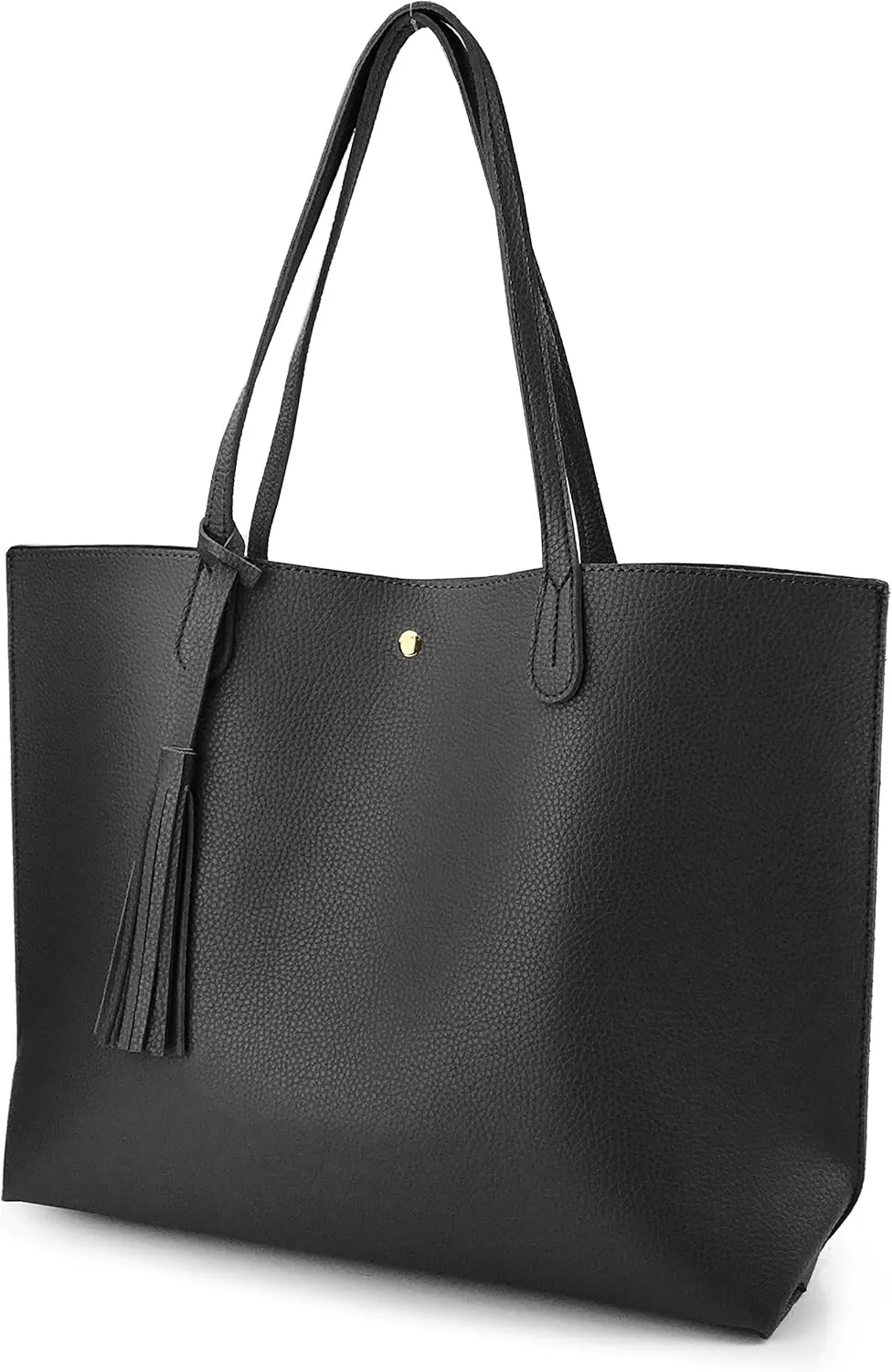 Minimalist Clean Cut Pebbled Faux Leather Tote Womens Shoulder Handbag