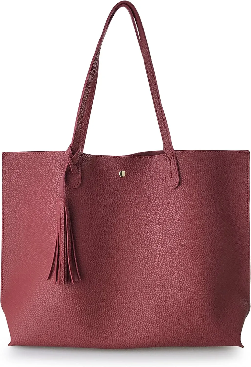 Minimalist Clean Cut Pebbled Faux Leather Tote Womens Shoulder Handbag