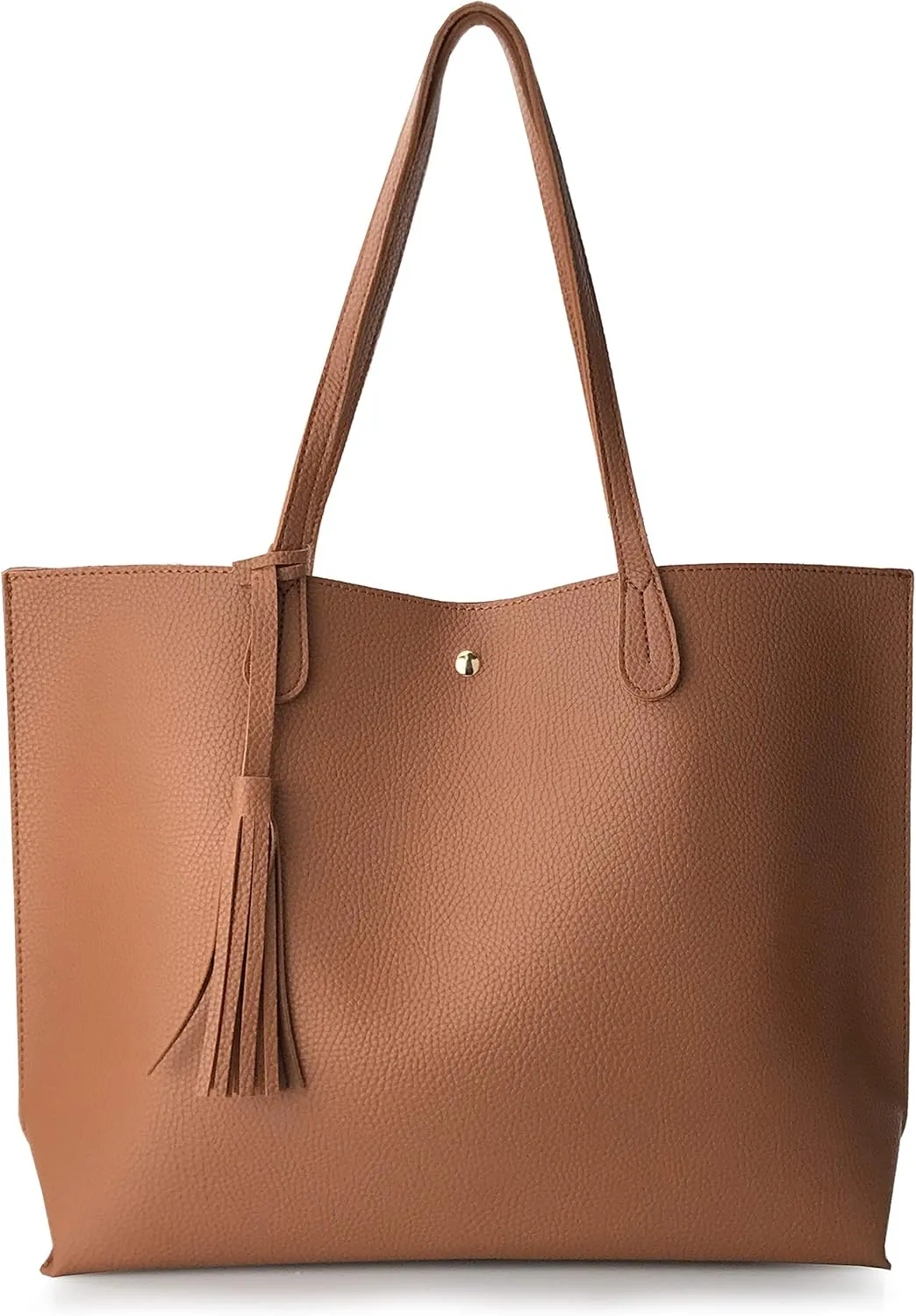 Minimalist Clean Cut Pebbled Faux Leather Tote Womens Shoulder Handbag
