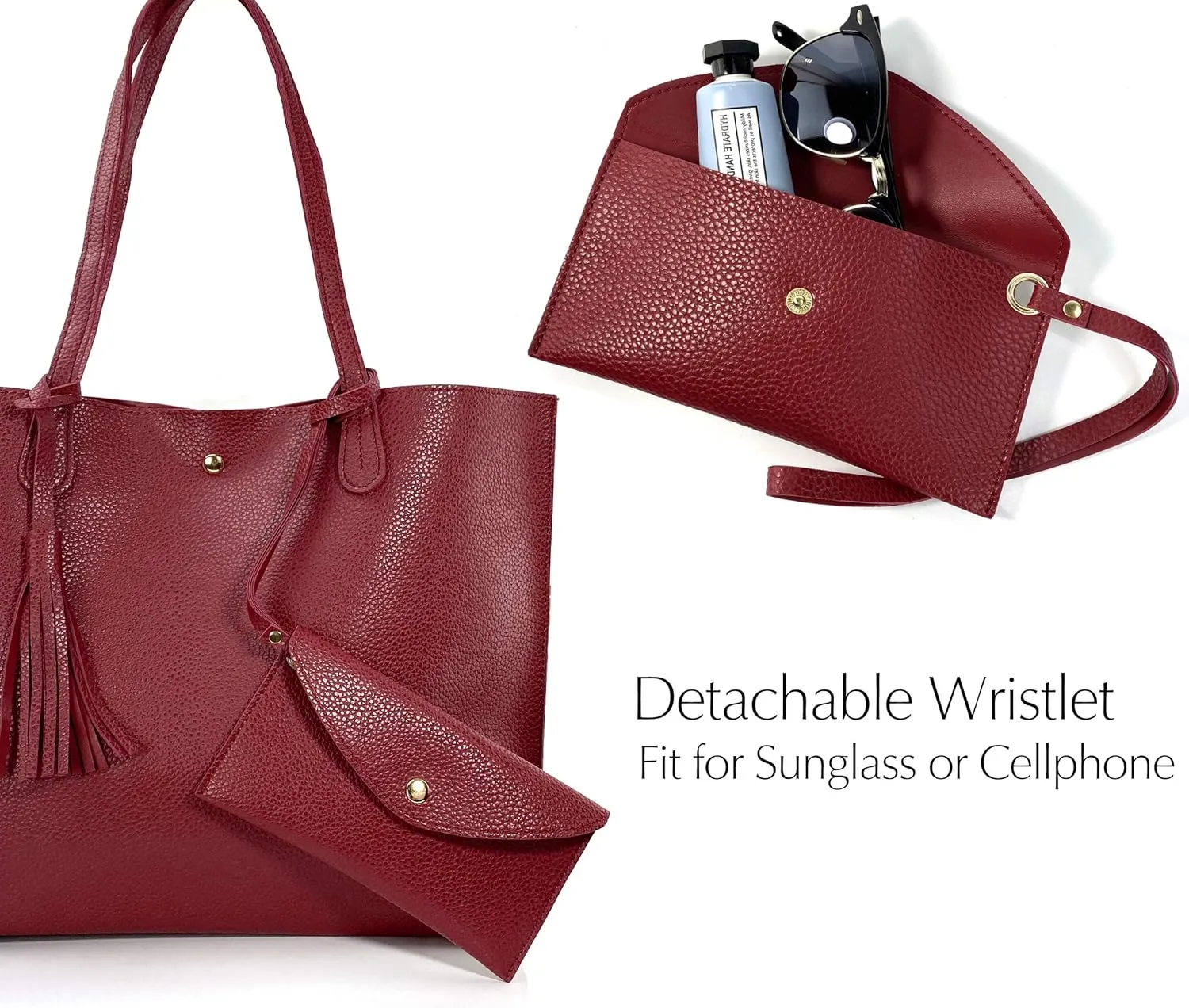 Minimalist Clean Cut Pebbled Faux Leather Tote Womens Shoulder Handbag