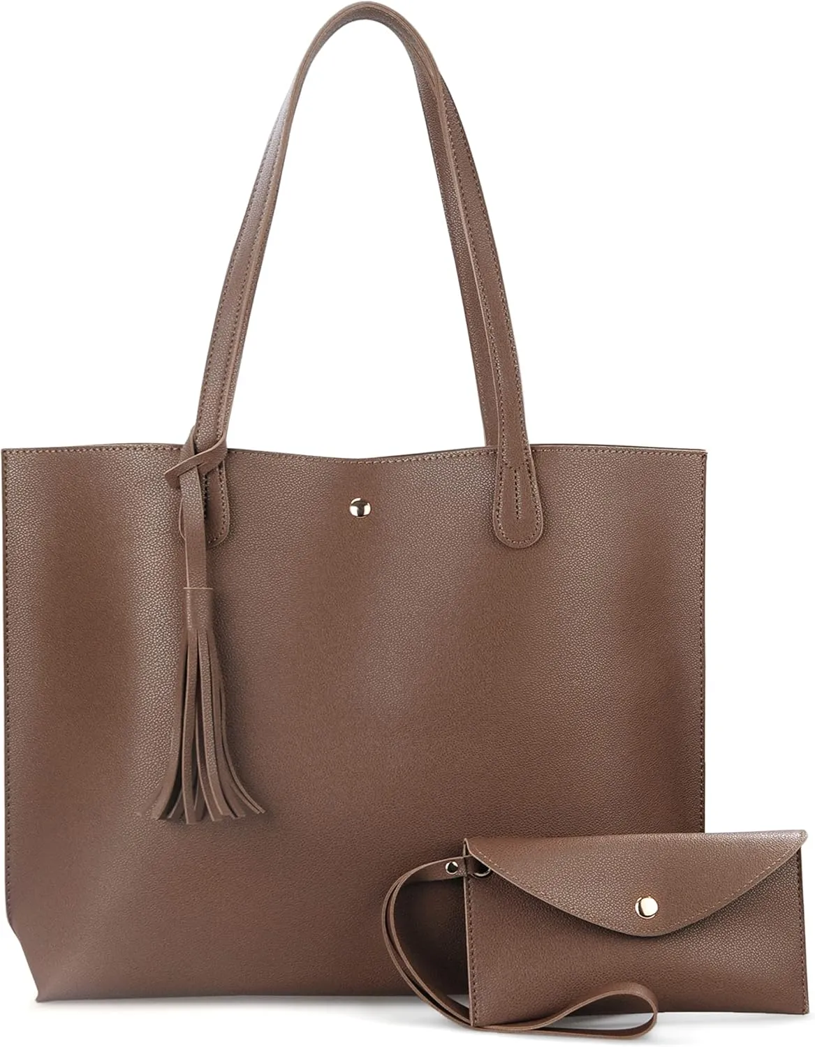 Minimalist Clean Cut Pebbled Faux Leather Tote Womens Shoulder Handbag