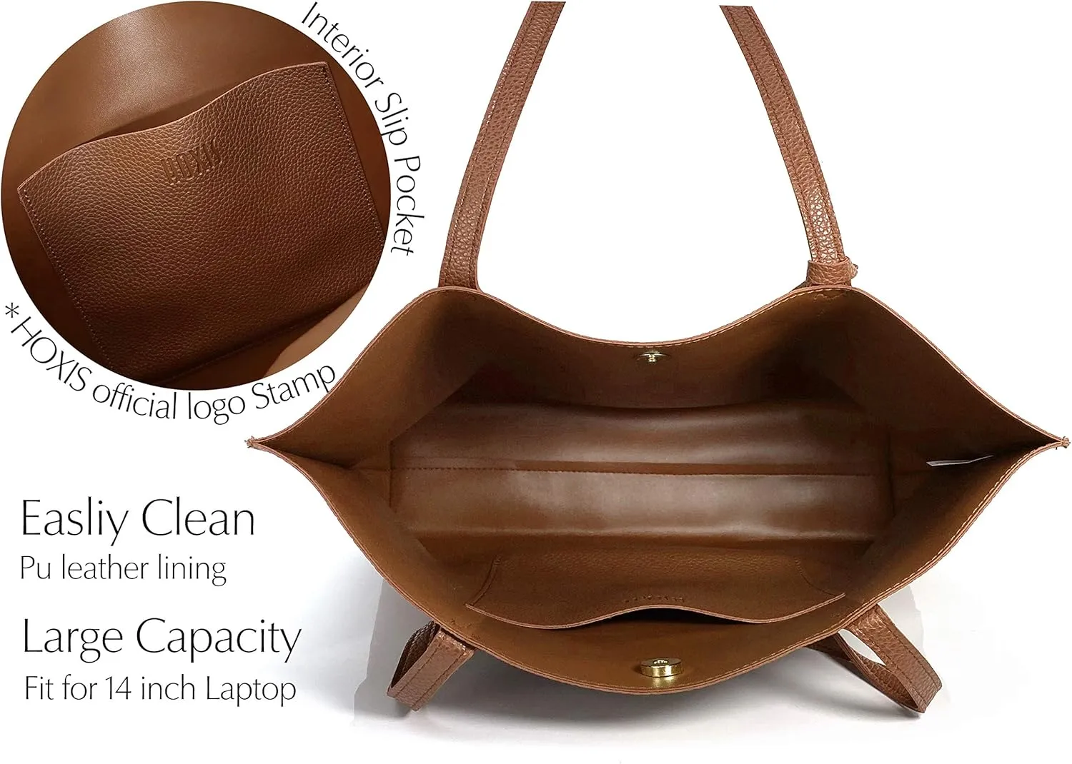 Minimalist Clean Cut Pebbled Faux Leather Tote Womens Shoulder Handbag