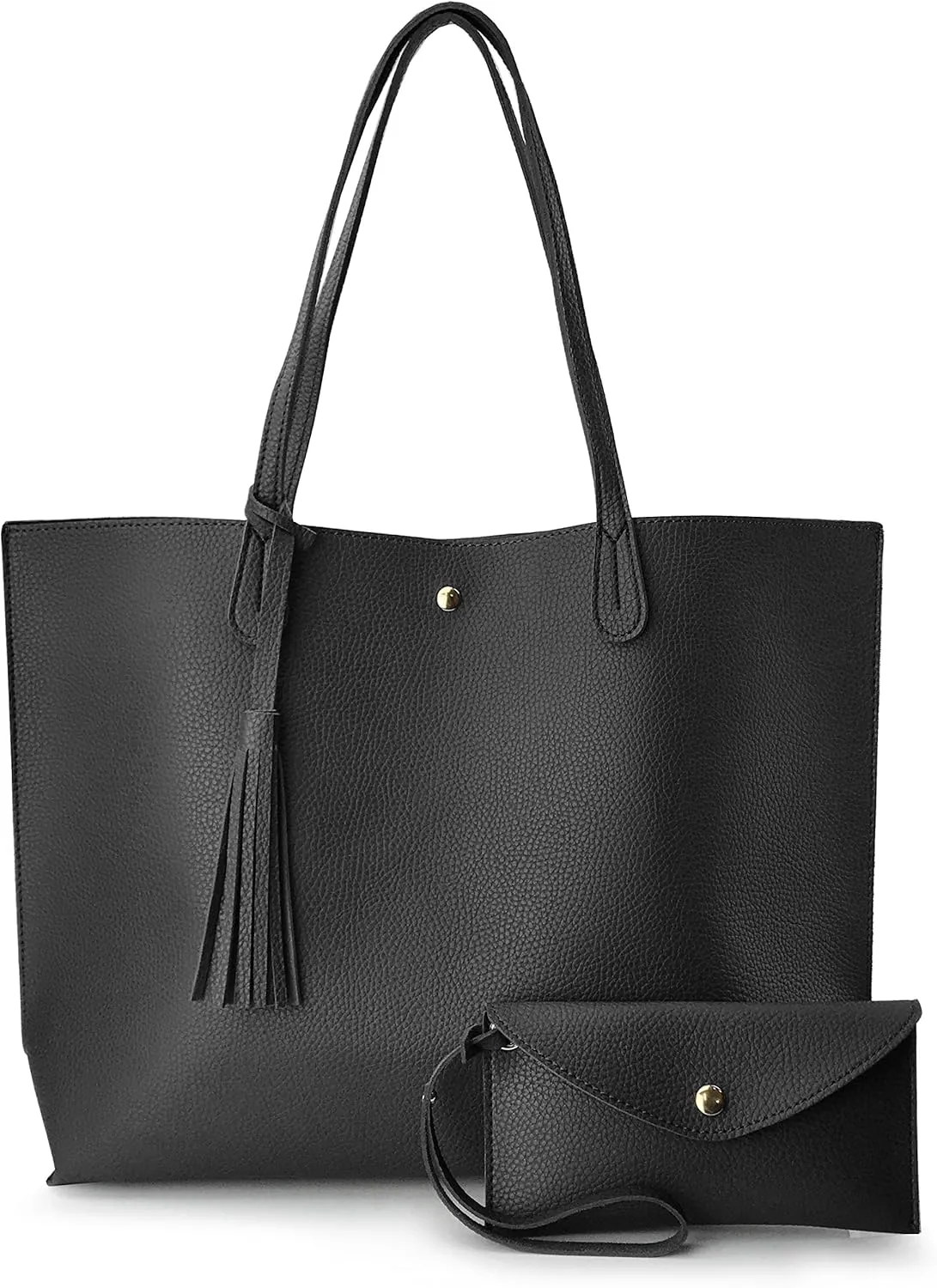 Minimalist Clean Cut Pebbled Faux Leather Tote Womens Shoulder Handbag