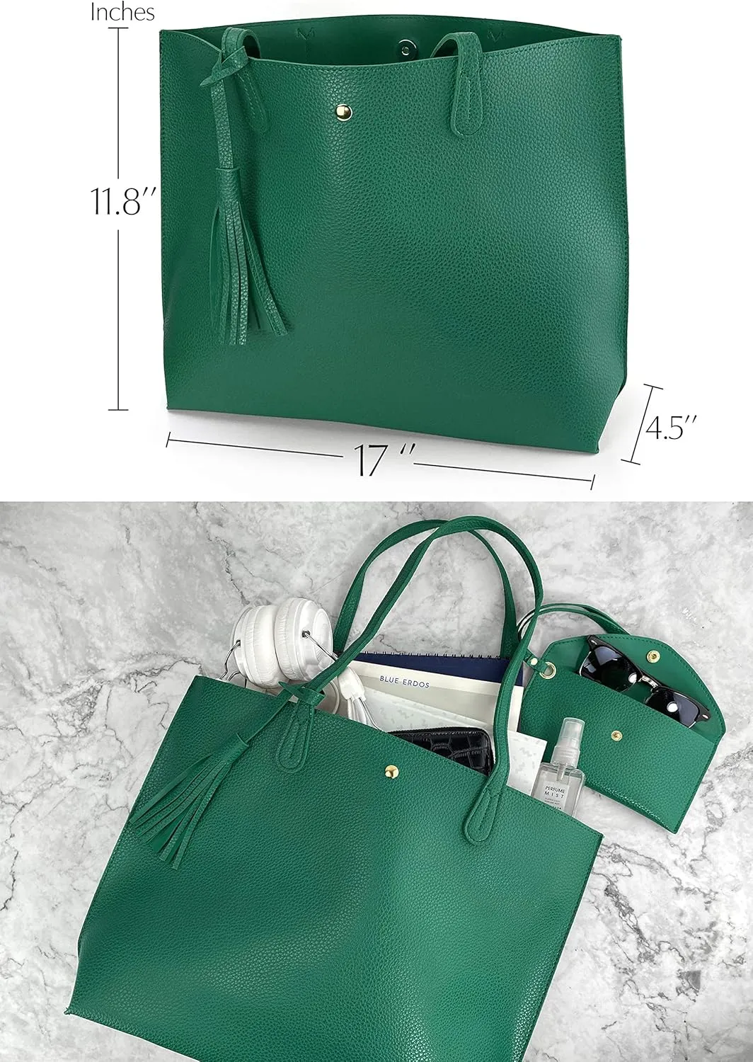 Minimalist Clean Cut Pebbled Faux Leather Tote Womens Shoulder Handbag