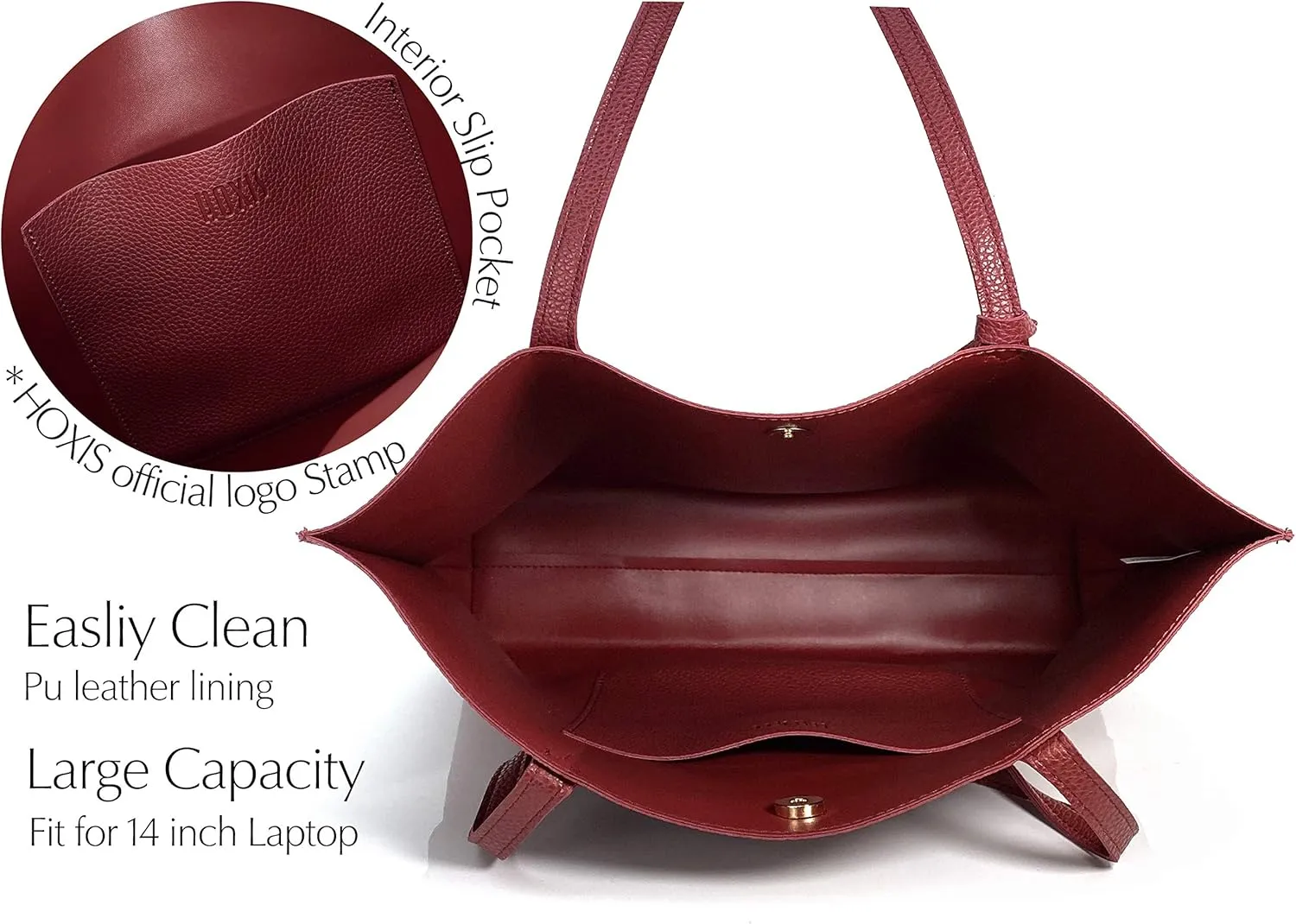 Minimalist Clean Cut Pebbled Faux Leather Tote Womens Shoulder Handbag