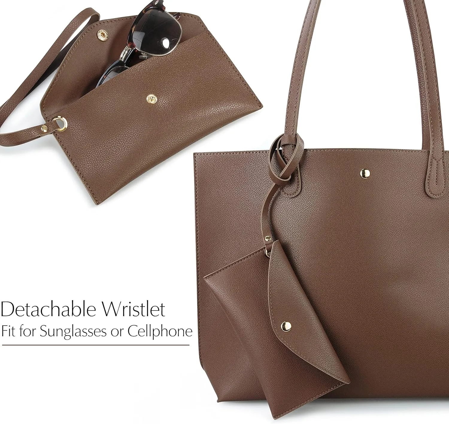 Minimalist Clean Cut Pebbled Faux Leather Tote Womens Shoulder Handbag