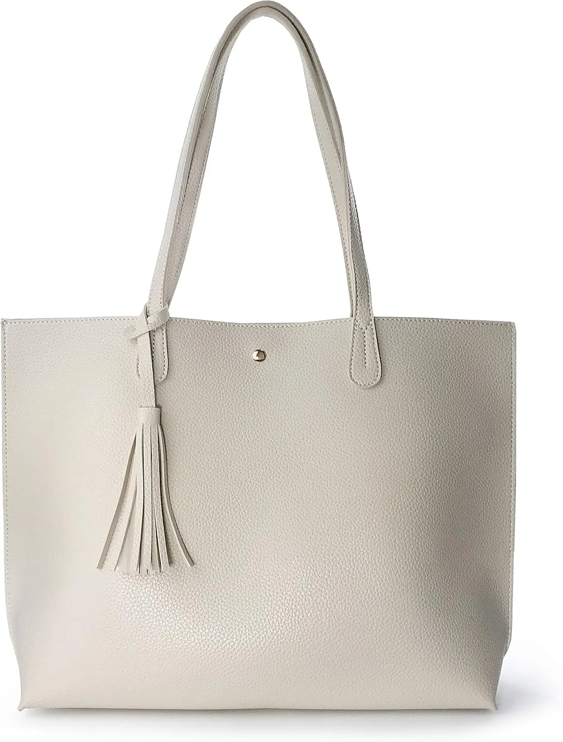 Minimalist Clean Cut Pebbled Faux Leather Tote Womens Shoulder Handbag