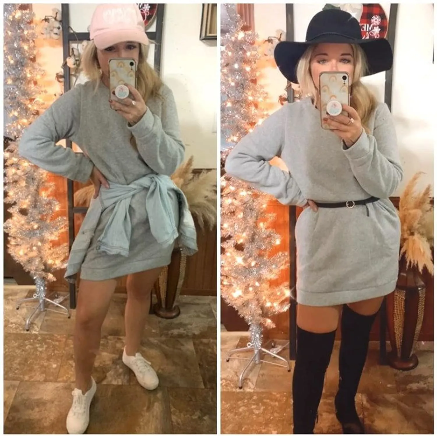 Miselon Women's Casual Fleece Long Pullover Sweatshirt Dress Long Sleeve Mini Sweater Dresses with Pockets