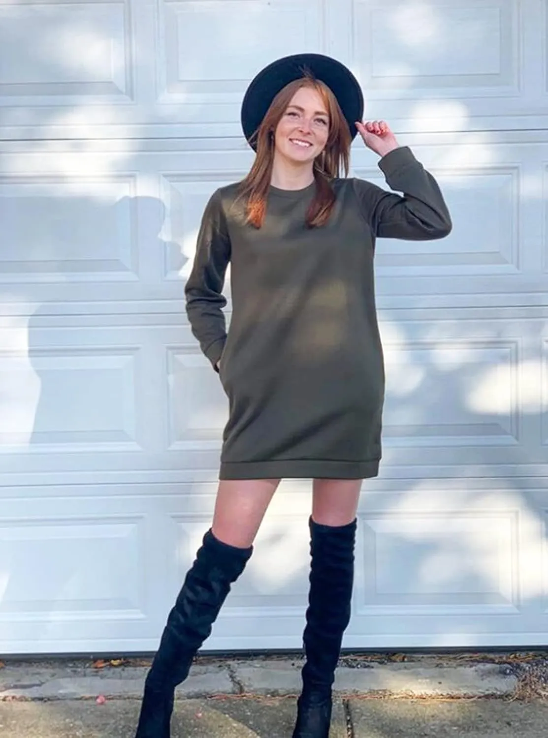 Miselon Women's Casual Fleece Long Pullover Sweatshirt Dress Long Sleeve Mini Sweater Dresses with Pockets