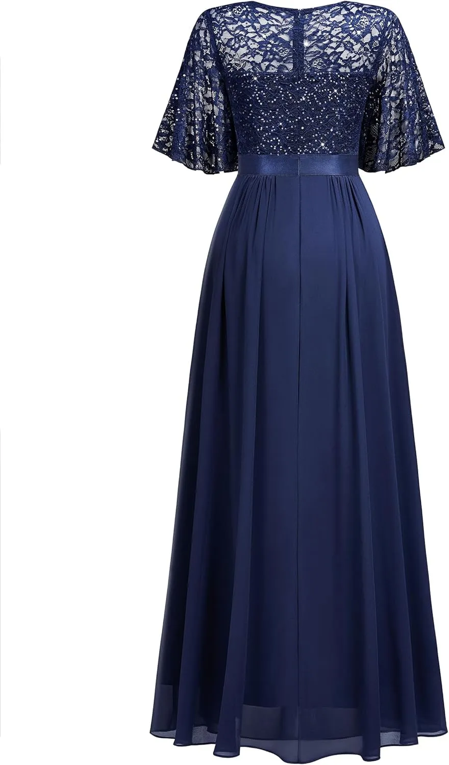 Miusol Women's Elegant Sequin Lace Butterfly Sleeve Formal Evening Maxi Dress