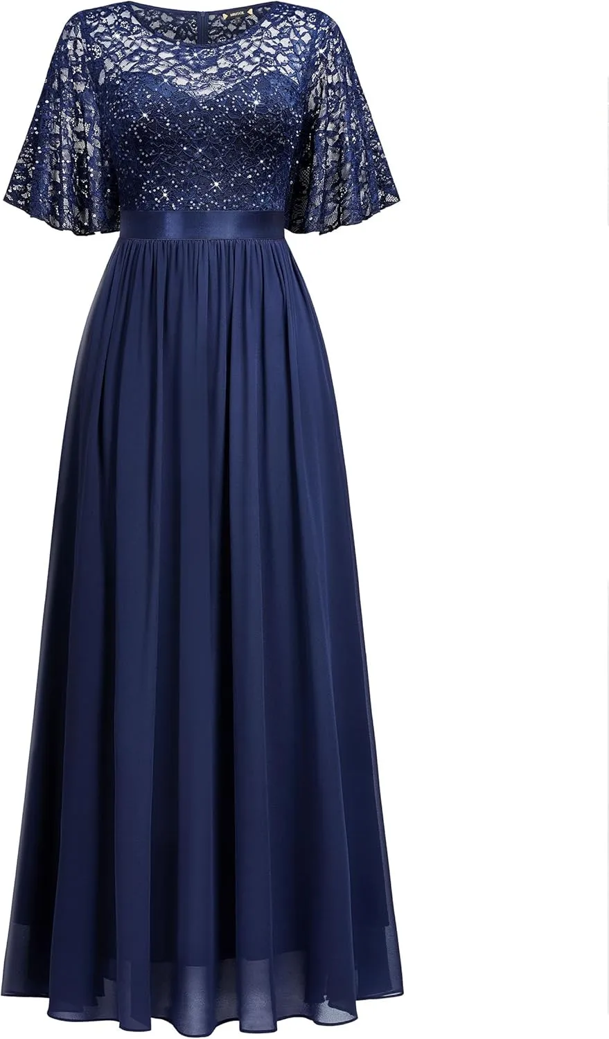Miusol Women's Elegant Sequin Lace Butterfly Sleeve Formal Evening Maxi Dress