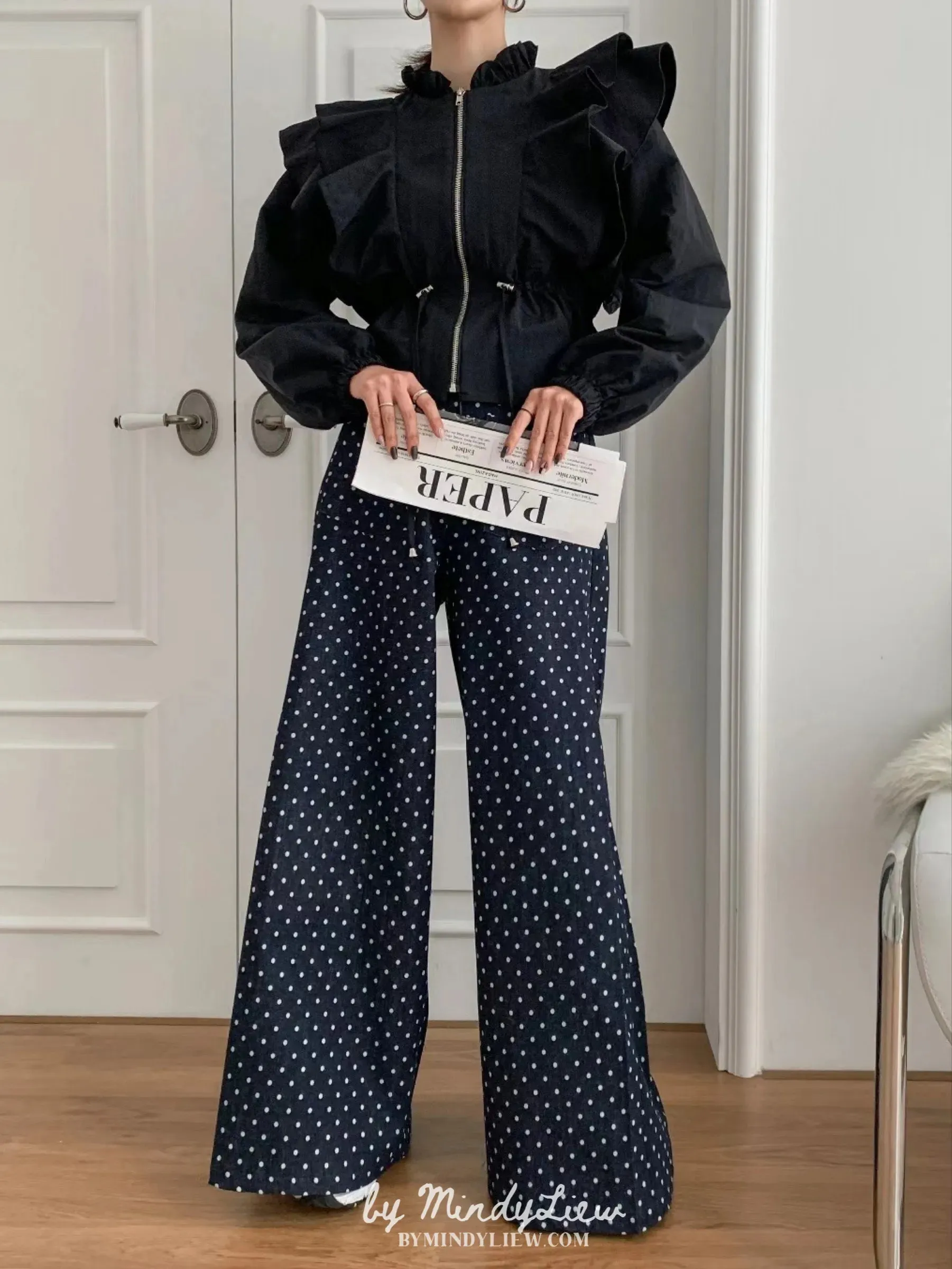 ML23939 Polka Dot Denim Pants