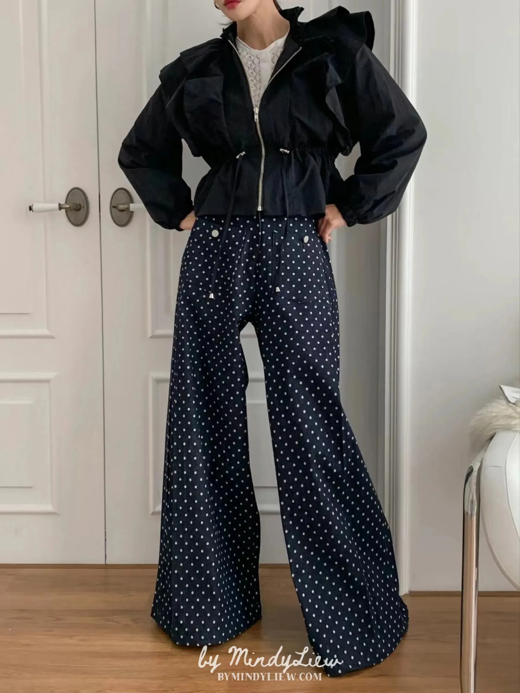 ML23939 Polka Dot Denim Pants