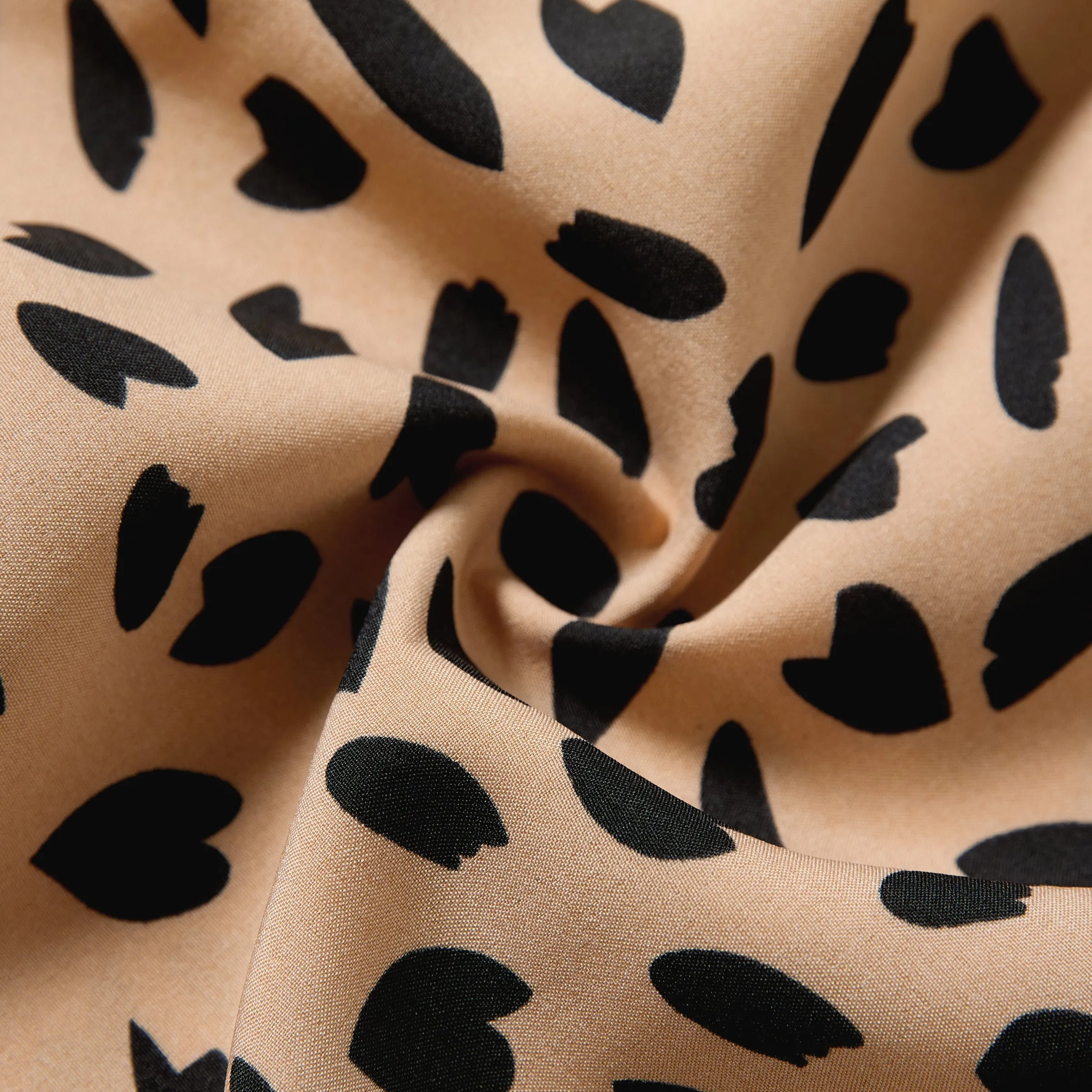 Mommy and Me Black Tank Top Splicing Leopard Print Frill Wrap Dresses