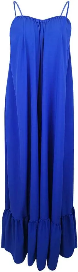 NaRHbrg Plus Size Women's Casual Loose Sundress Long Dress Sleeveless Maxi Dresses Summer Beach Flowy Dress with Pockets