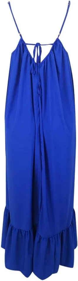 NaRHbrg Plus Size Women's Casual Loose Sundress Long Dress Sleeveless Maxi Dresses Summer Beach Flowy Dress with Pockets