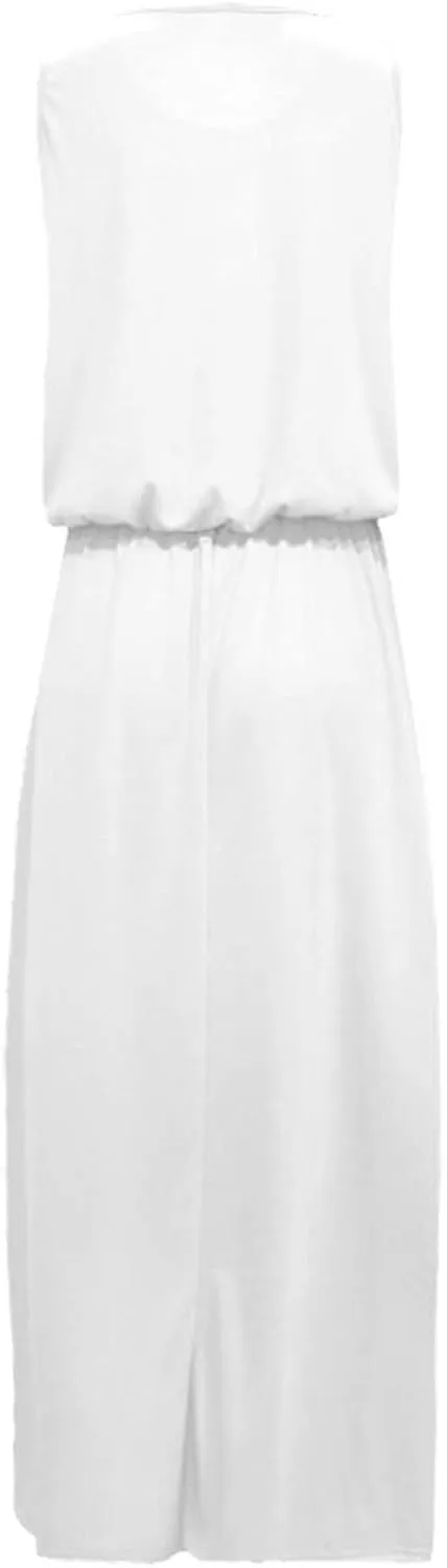 NaRHbrg Women Summer Dresses Sleeveless Casual Summer Maxi Dress Smocked Flowy Irregular Hem Sundresses Beach Long Tank Dress