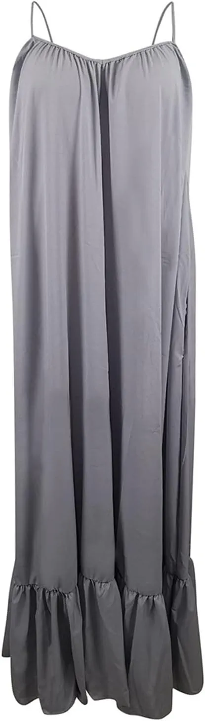 NaRHbrg Women Summer Maxi Dresses Sexy Spaghetti Strap Sleeveless Long Dress Sundress Tiered Ruffle Boho Cami Beach Dress