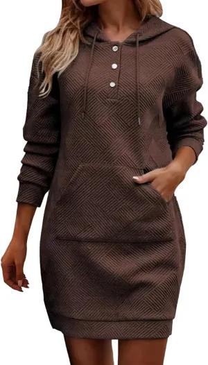 NREALY Trendy Dresses for Women 2024 Hoodie Dress for Women with Pockets Sweatshirt Dresses for Women 2024