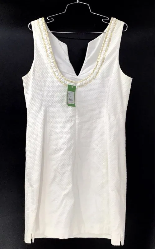 NWT Lilly Pulitzer Women's Resort White Cotton Janice Shift Dress - Size 14