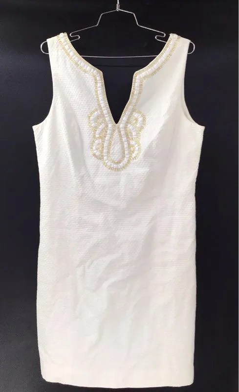 NWT Lilly Pulitzer Women's Resort White Cotton Janice Shift Dress - Size 14