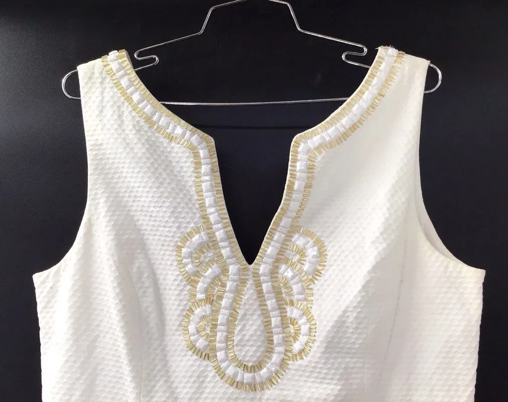 NWT Lilly Pulitzer Women's Resort White Cotton Janice Shift Dress - Size 14