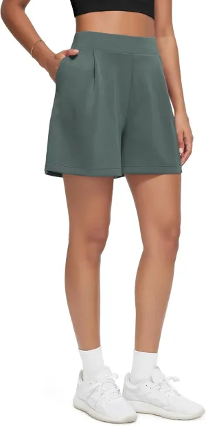 ODODOS Modal Soft Wide Leg Shorts for Women High Waist Casual Relaxed Shorts with Pockets-Inseam 4"/ 6"