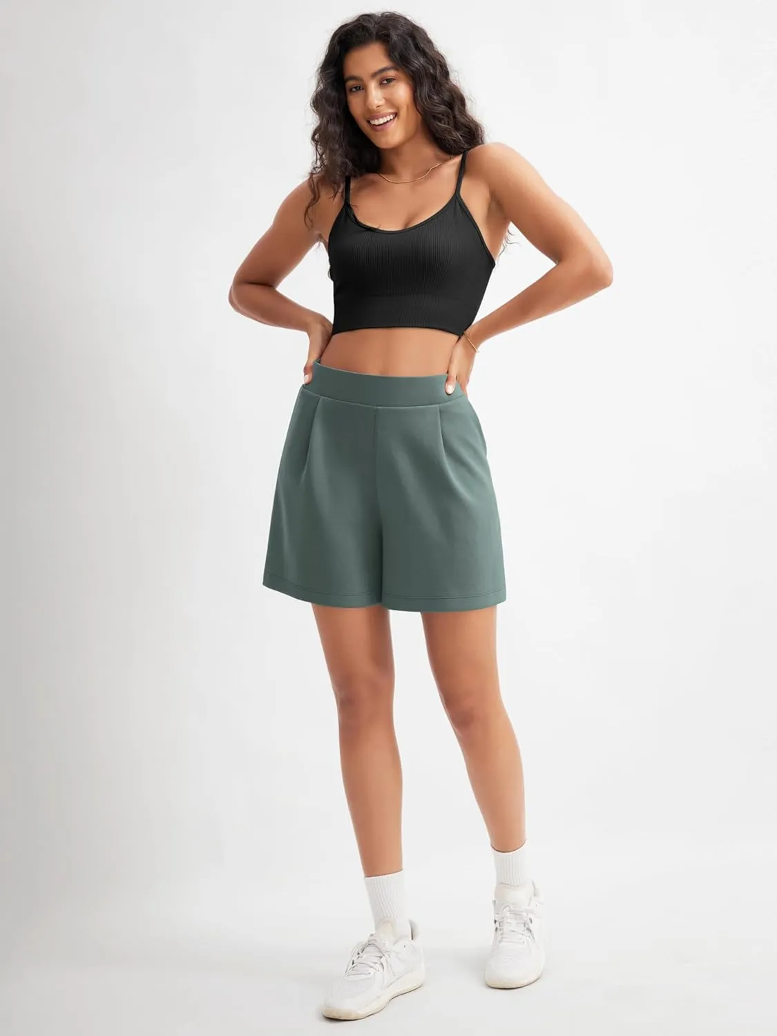 ODODOS Modal Soft Wide Leg Shorts for Women High Waist Casual Relaxed Shorts with Pockets-Inseam 4"/ 6"