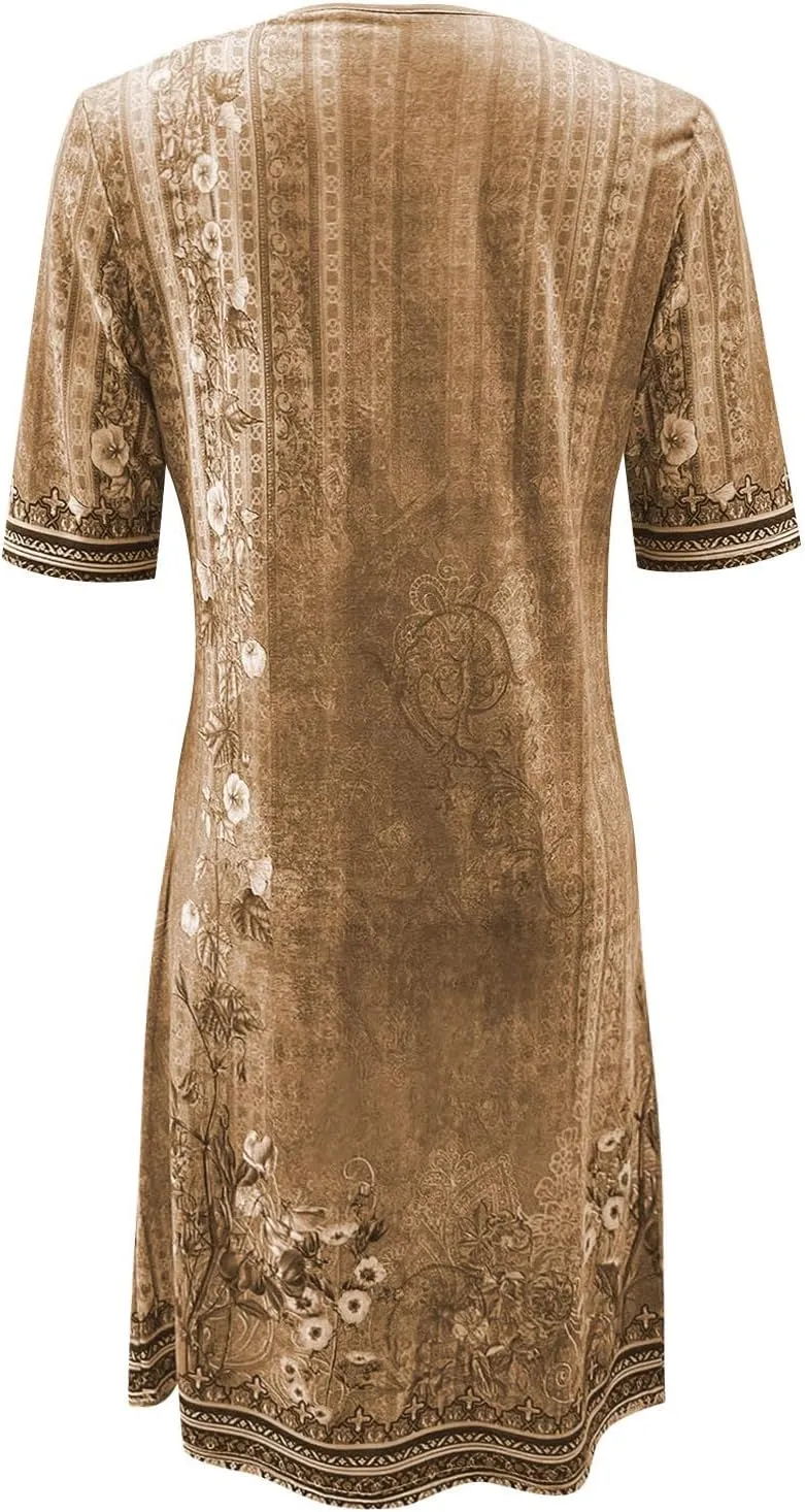 OIOLOYJM Plus Size Summer Dresses for Women 2025 Plus Size Dresses for Curvy Women 3/4 Sleeve Casual Boho Kaftan Dresses