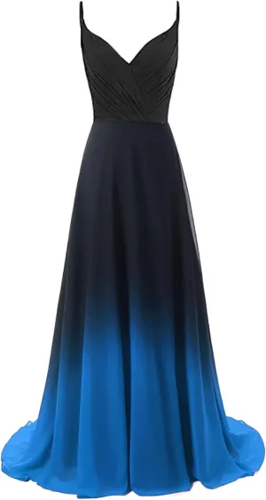 Ombre Prom Dresses for Women Long Gradient Evening Wedding Party Gowns Elegant
