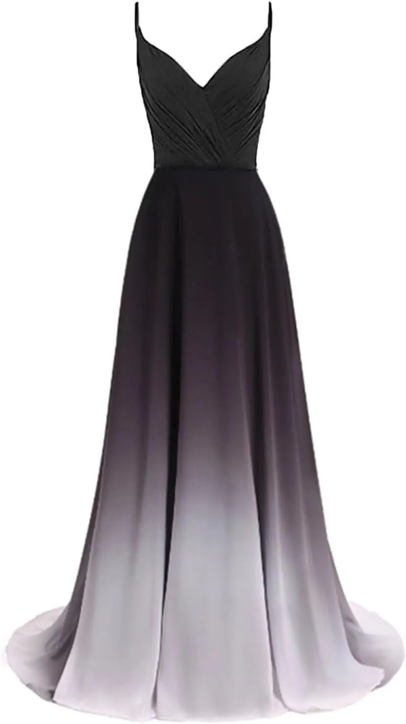 Ombre Prom Dresses for Women Long Gradient Evening Wedding Party Gowns Elegant