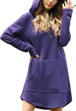 Oversized Hoodie Dress for Women Fleece Hooded Sweatshirt Dress with Pockets Casual Cute Preppy Tunic Mini Dresses