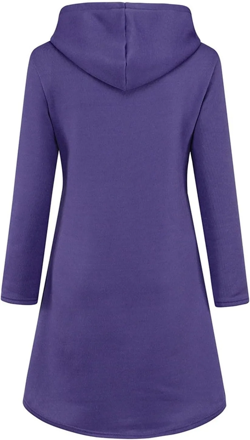 Oversized Hoodie Dress for Women Fleece Hooded Sweatshirt Dress with Pockets Casual Cute Preppy Tunic Mini Dresses