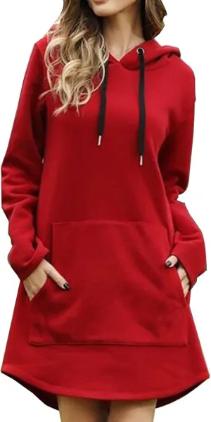 Oversized Hoodie Dress for Women Fleece Hooded Sweatshirt Dress with Pockets Casual Cute Preppy Tunic Mini Dresses
