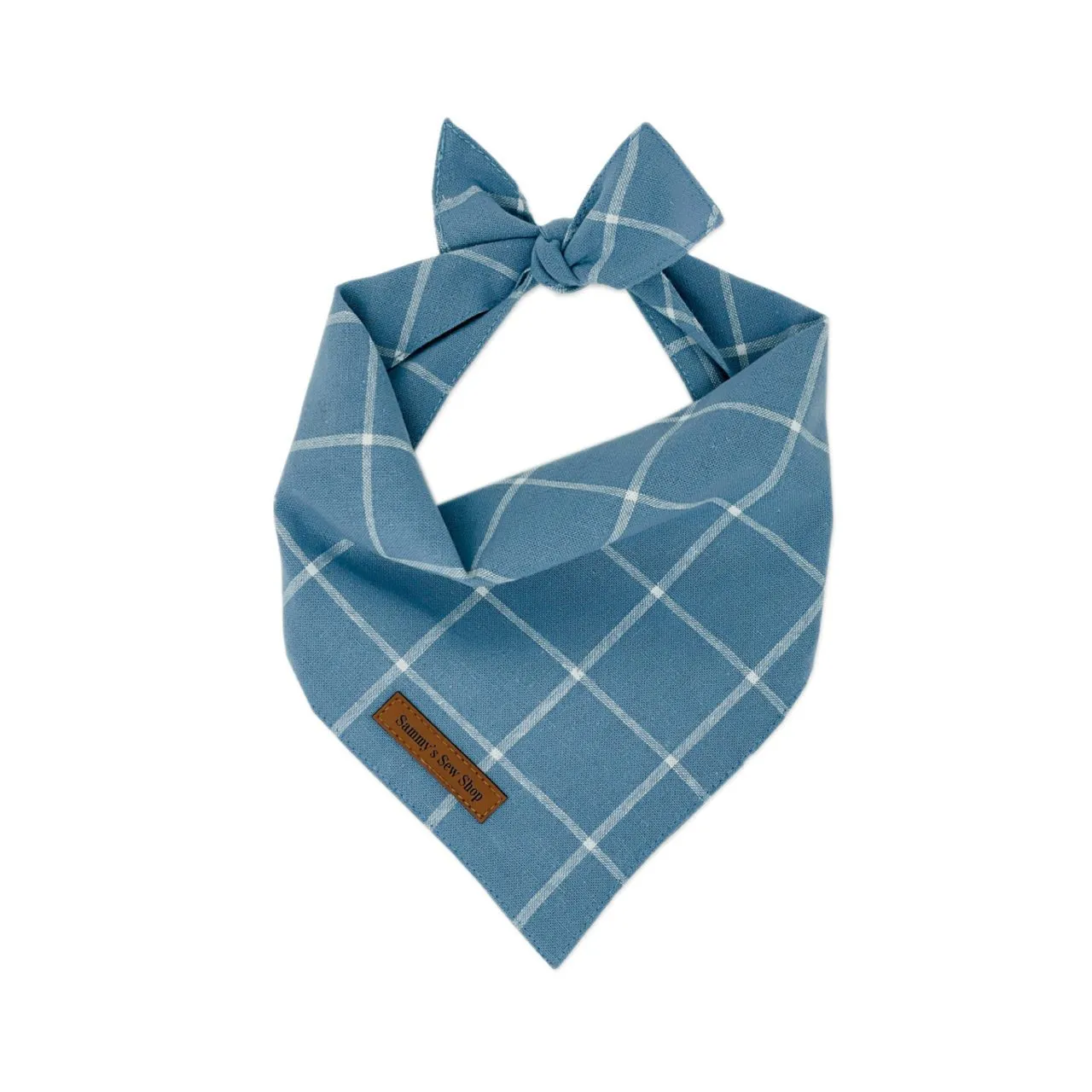 Powder Blue Windowpane Dog Bandana