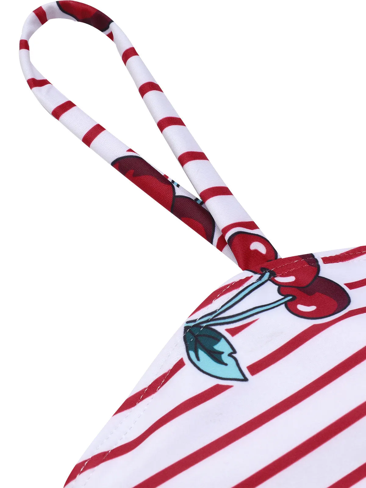[Pre-Sale] Red 1950s Striped Cherry Strap Swimsuit
