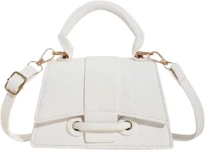 QWINEE Women's Faux Leather Crossbody Bag Top Handle Flap Shoulder Bag Minimalist Handbag