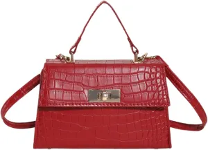 QWINEE Women's Faux Leather Crossbody Bag Top Handle Flap Shoulder Bag Minimalist Handbag