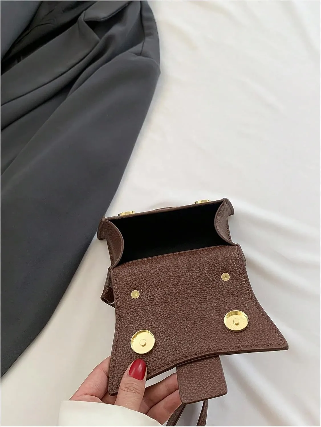 QWINEE Women's Faux Leather Crossbody Bag Top Handle Flap Shoulder Bag Minimalist Handbag
