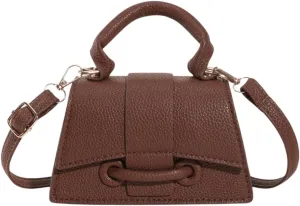 QWINEE Women's Faux Leather Crossbody Bag Top Handle Flap Shoulder Bag Minimalist Handbag