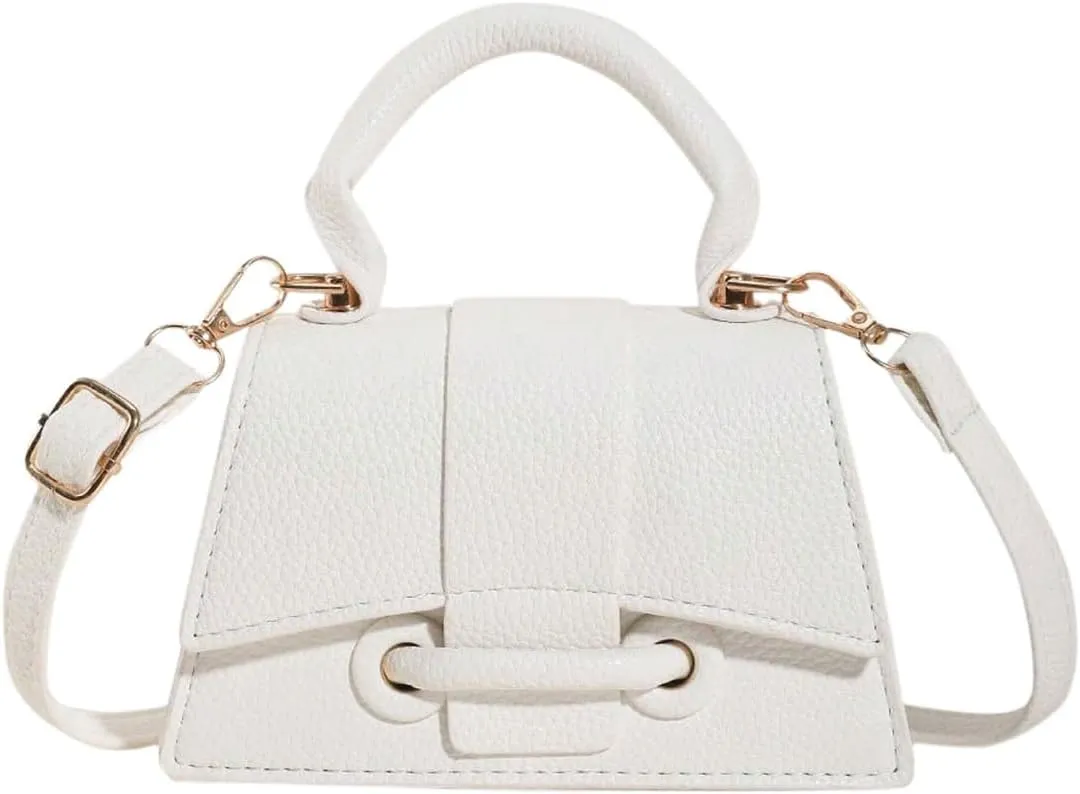 QWINEE Women's Faux Leather Crossbody Bag Top Handle Flap Shoulder Bag Minimalist Handbag